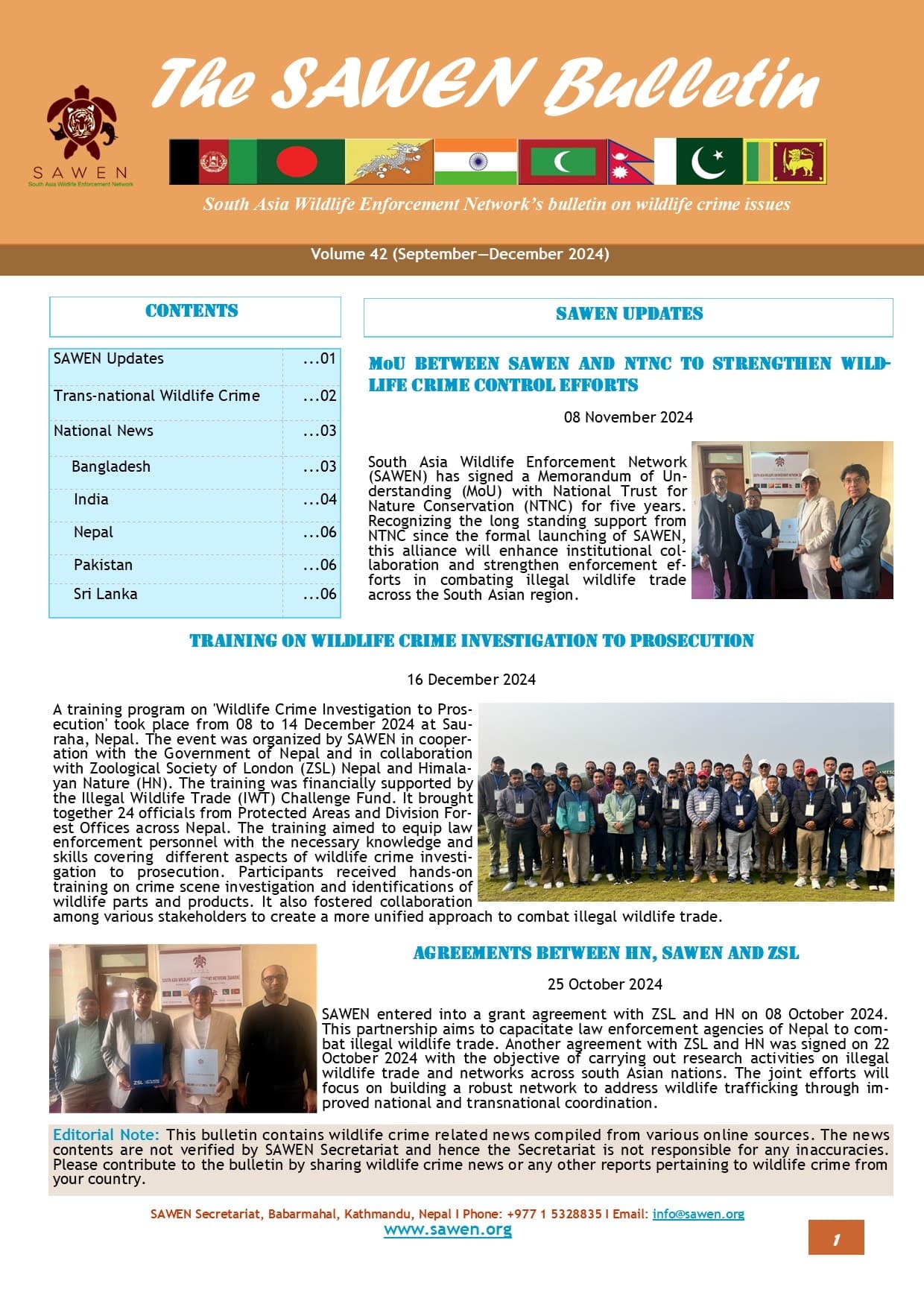 Cover of SAWEN Bulletin Volume 42