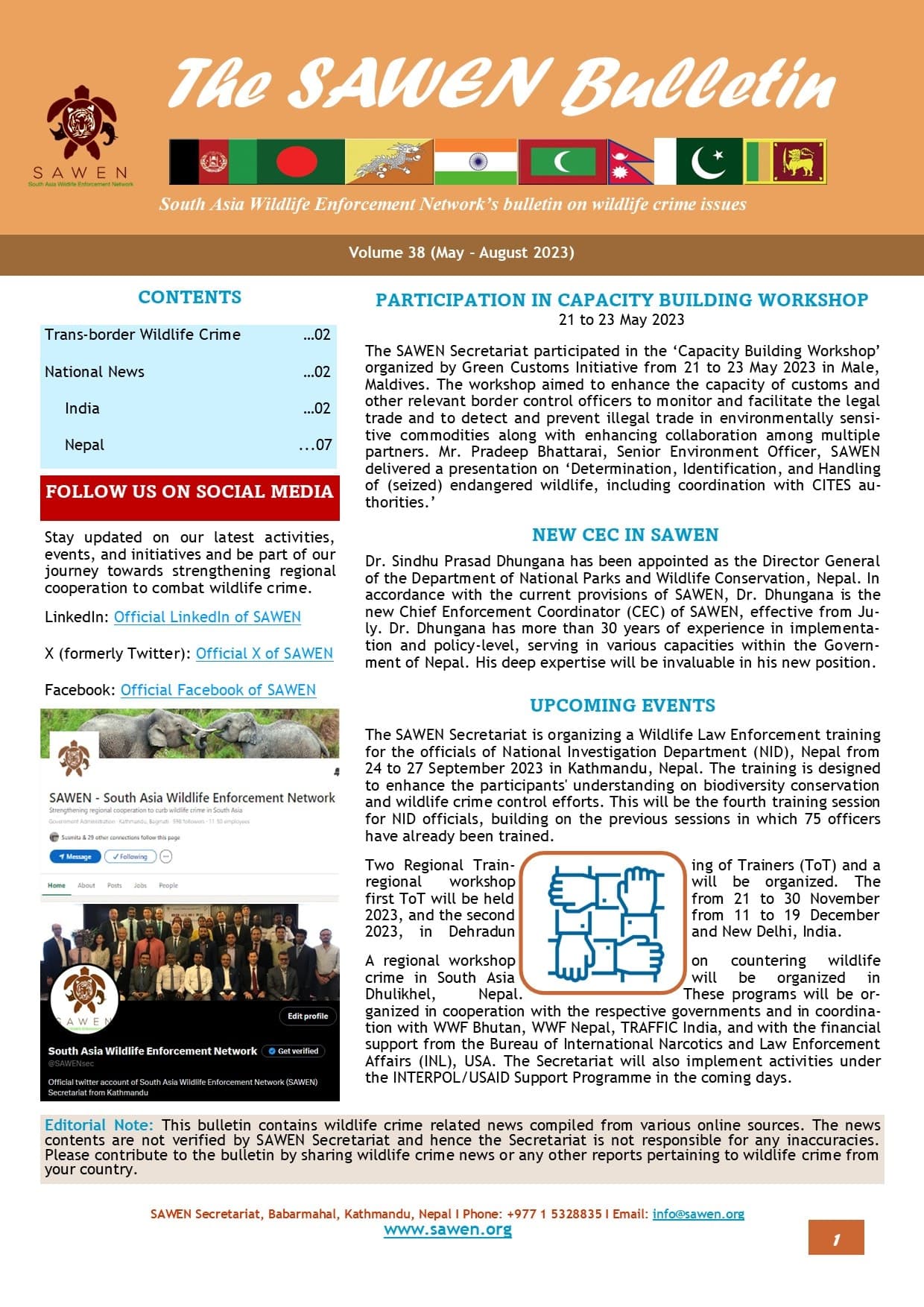 Cover of SAWEN Bulletin Volume 38