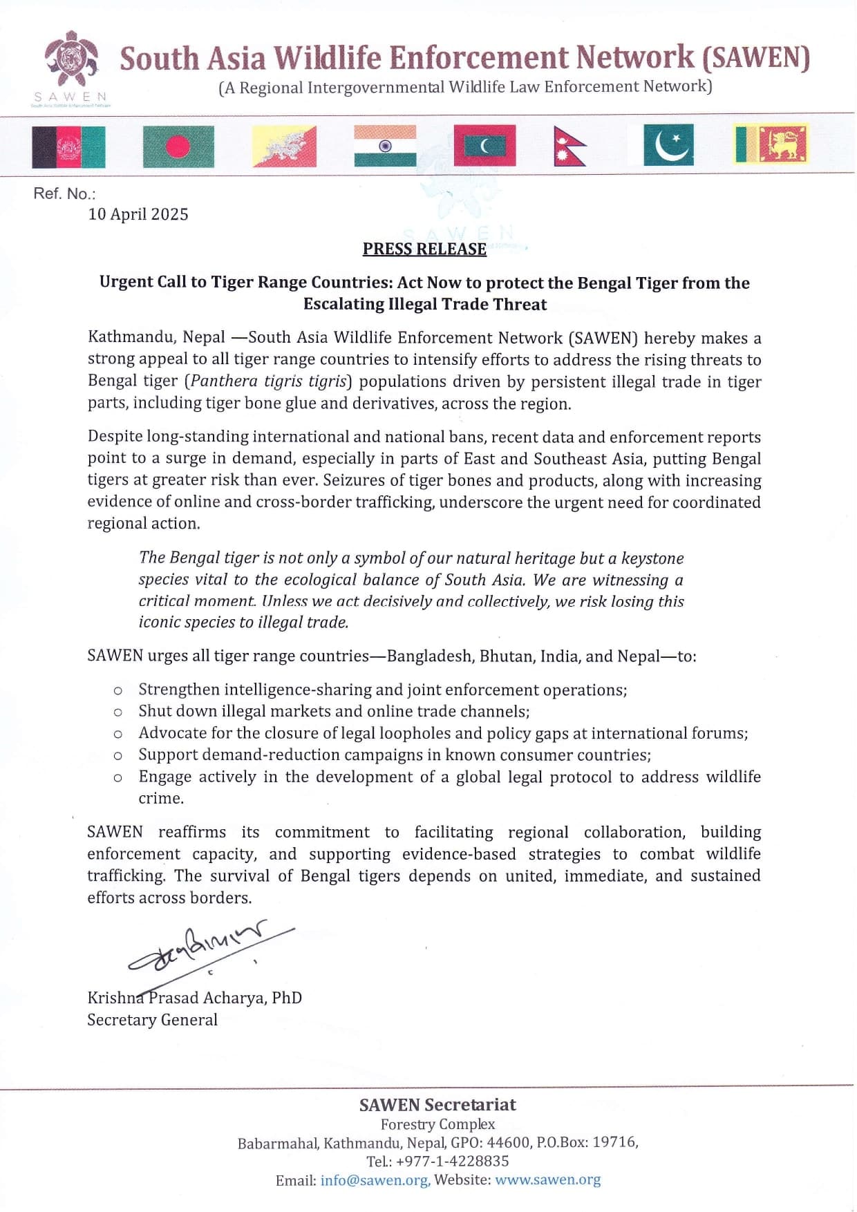 Image accompanying Urgent Call to Tiger Range Countries