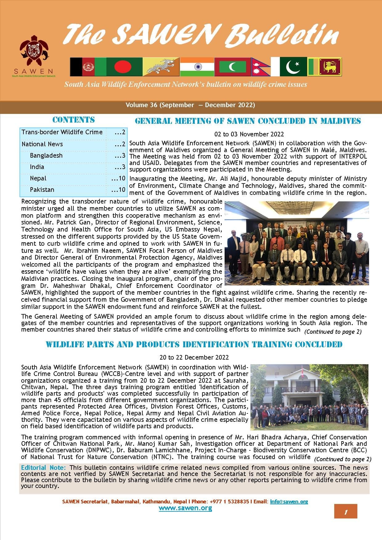 Cover of SAWEN Bulletin Volume 36