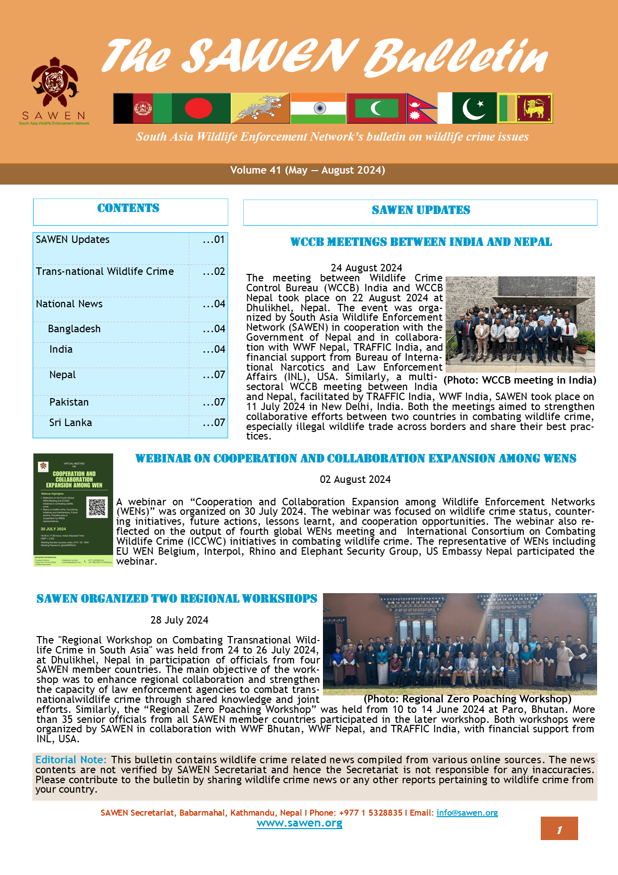 Cover of SAWEN Bulletin Volume 41