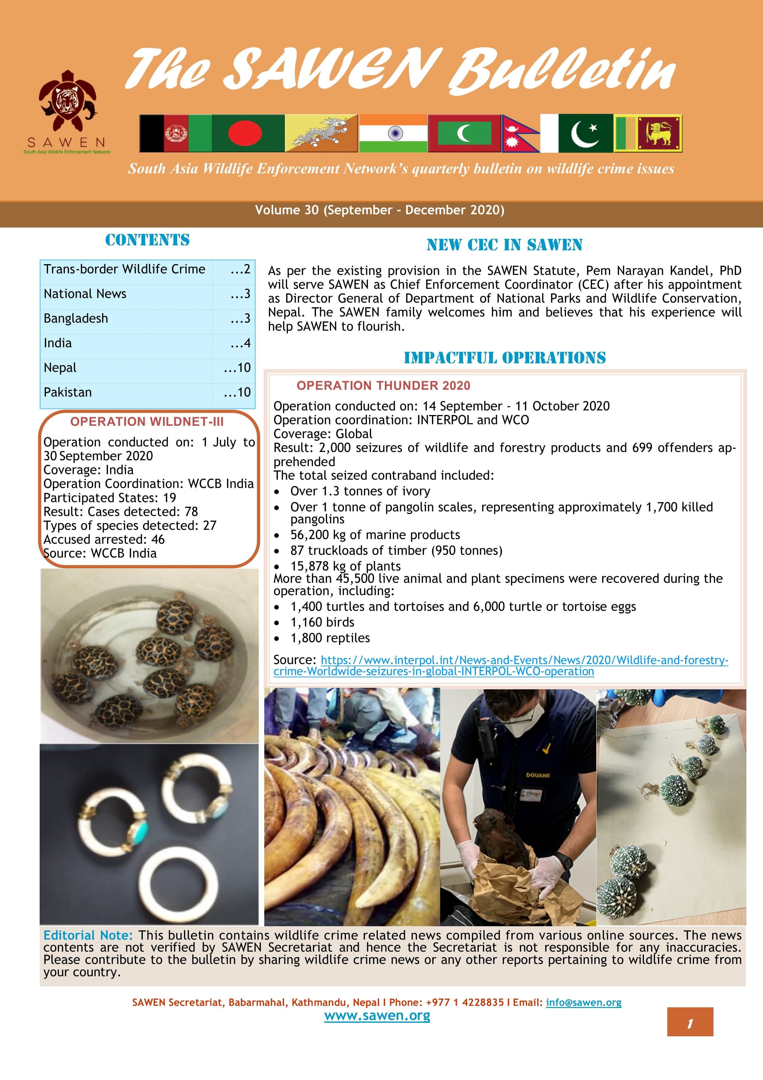 Cover of SAWEN Bulletin Volume 30