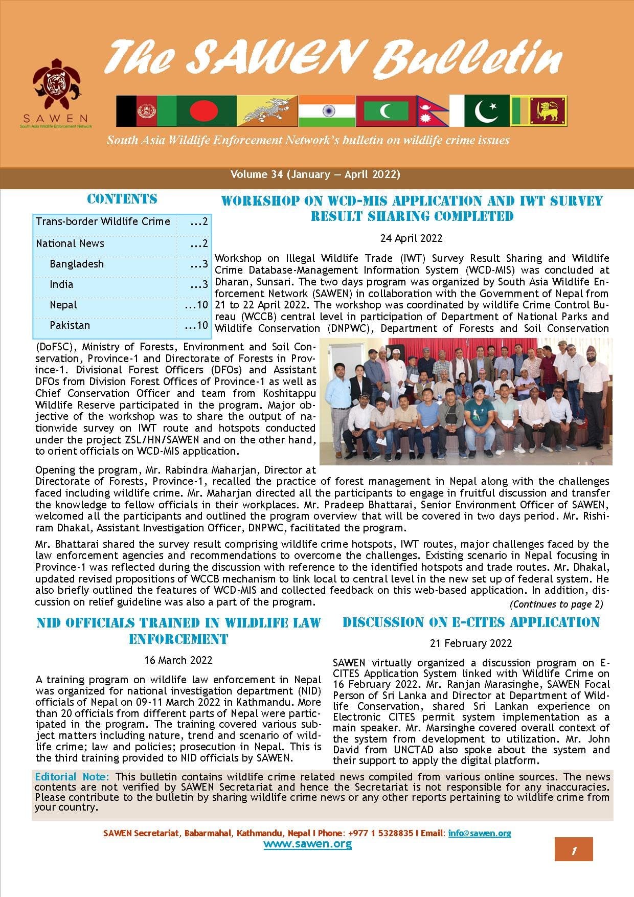 Cover of SAWEN Bulletin Volume 34